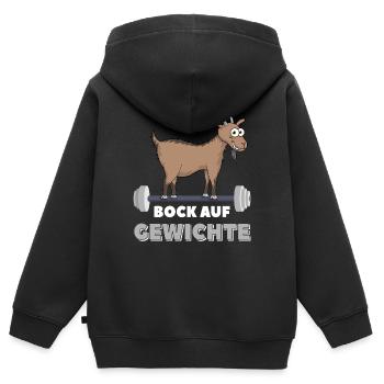 Bock auf Gewichte - Kinder Premium Organic Zip Hoodie - Schwarz - Hinten - AI Model Kid Male (0cm)