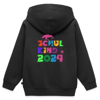 Rosa Einhorn ABC Schulkind 2024 - Kinder Premium Organic Zip Hoodie - Schwarz - Hinten - AI Model Kid Male (0cm)