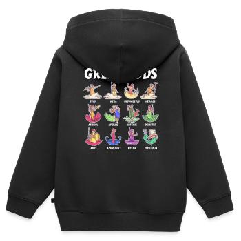 Dieux de la mythologie grecque - Dieux antiques de la Grèce - Sweat Premium à capuche zippé enfant bio - noir - Dos - AI Model Kid Male (0cm)