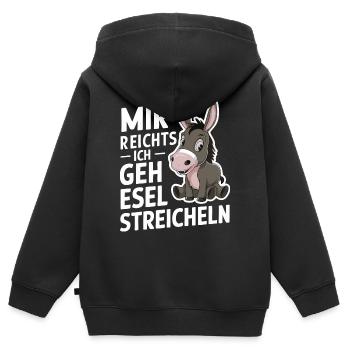Esel Eselchen Maultier Muli - Kinder Premium Organic Zip Hoodie - Schwarz - Hinten - AI Model Kid Male (0cm)