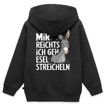Esel Eselchen Maultier Muli - Kinder Premium Organic Zip Hoodie - Schwarz - Hinten - AI Model Kid Male (0cm)