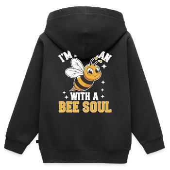 abeille abeille apicultrice abeille abeille - Sweat Premium à capuche zippé enfant bio - noir - Dos - AI Model Kid Male (0cm)