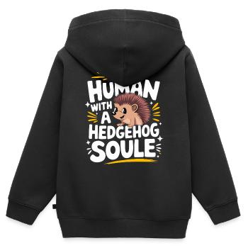Igel Stachelig Tier Igel - Kinder Premium Organic Zip Hoodie - Schwarz - Hinten - AI Model Kid Male (0cm)