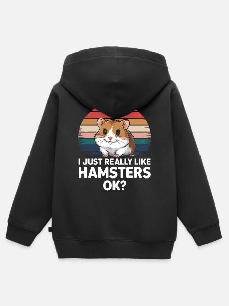 Hamster - Premium børne zip-hættetrøje økologisk - sort