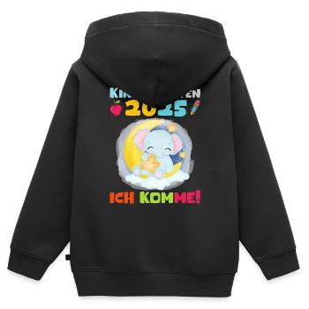 kiKindergarten 2025 Kids Gift Kita 2025 Décoration - Sweat Premium à capuche zippé enfant bio - noir - Dos - AI Model Kid Male (0cm)