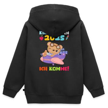 kiKindergarten 2025 Kids Gift Kita 2025 Décoration - Sweat Premium à capuche zippé enfant bio - noir - Dos - AI Model Kid Male (0cm)
