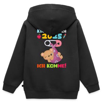 kiKindergarten 2025 Kids Gift Kita 2025 Décoration - Sweat Premium à capuche zippé enfant bio - noir - Dos - AI Model Kid Male (0cm)