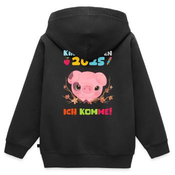 kiKindergarten 2025 Kids Gift Kita 2025 Décoration - Sweat Premium à capuche zippé enfant bio - noir - Dos - AI Model Kid Male (0cm)