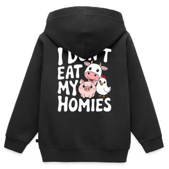 Vegetarian Vegan Veggie Vegetarian - Kids Premium Organic Zip-up Hoodie - black - Back - AI Model Kid Male (0cm)