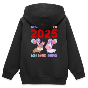Kindergarten 2025 Kinder Geschenk Kita 2025 Deko - Kinder Premium Organic Zip Hoodie - Schwarz - Hinten - AI Model Kid Male (0cm)
