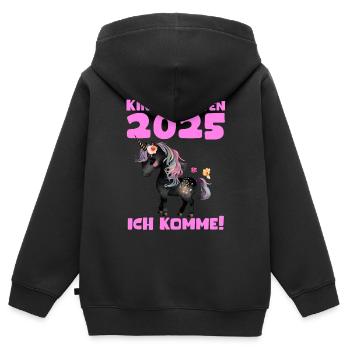 Kindergarten 2025 Girl Gift Kita 2025 Decoration - Kids Premium Organic Zip-up Hoodie - black - Back - AI Model Kid Male (0cm)