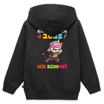 Kindergarten 2025 Mädchen Geschenk Kita 2025 Deko - Kinder Premium Organic Zip Hoodie - Schwarz - Hinten - AI Model Kid Male (0cm)