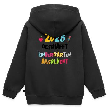 Abschied Kindergarten 2025 Geschenk Mädchen Jungen - Kinder Premium Organic Zip Hoodie - Schwarz - Hinten - AI Model Kid Male (0cm)