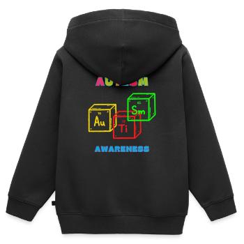 ASD Autism Awareness Elements Periodic Table Gift - Kids Premium Organic Zip-up Hoodie - black - Back - AI Model Kid Male (0cm)