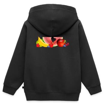 Fruits colorés avec pastèque et cœur - Sweat Premium à capuche zippé enfant bio - noir - Dos - AI Model Kid Male (0cm)