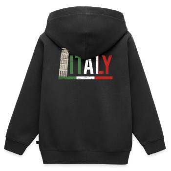 Portrait du drapeau du Colisée de l’Italie - Sweat Premium à capuche zippé enfant bio - noir - Dos - AI Model Kid Male (0cm)