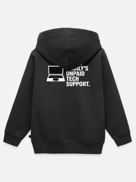 Unpaid Tech Support Family - Premium børne zip-hættetrøje økologisk - sort