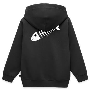 Fisch weiß Fischgräte Geschenk Angler - Kinder Premium Organic Zip Hoodie - Schwarz - Hinten - AI Model Kid Male (0cm)