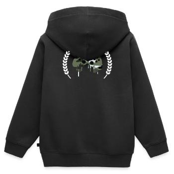 Jeu de camouflage - Sweat Premium à capuche zippé enfant bio - noir - Dos - AI Model Kid Male (0cm)