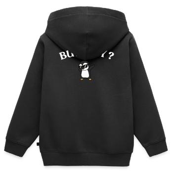 But Why? Pinguin Stil - Kinder Premium Organic Zip Hoodie - Schwarz - Hinten - AI Model Kid Male (0cm)