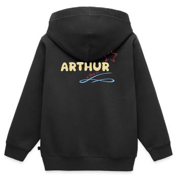 Arthur - Kinder Premium Organic Zip Hoodie - Schwarz - Hinten - AI Model Kid Male (0cm)