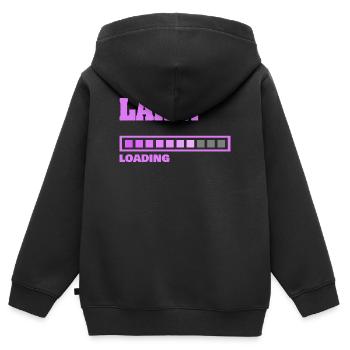 Geburt Larin - Kinder Premium Organic Zip Hoodie - Schwarz - Hinten - AI Model Kid Male (0cm)