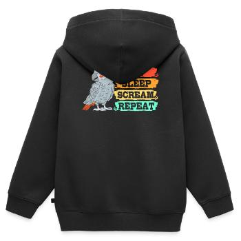 Papagei Grau - Kinder Premium Organic Zip Hoodie - Schwarz - Hinten - AI Model Kid Male (0cm)