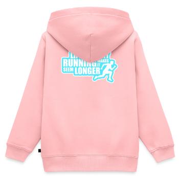 La vie est courte La course la rend plus longue Drôle - Sweat Premium à capuche zippé enfant bio - rose - Dos - AI Model Kid Female (0cm)
