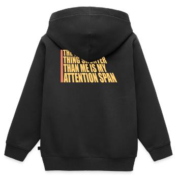 The Only Thing Shorter Than Me Is My Attention - Kinder Premium Organic Zip Hoodie - Schwarz - Hinten - AI Model Kid Male (0cm)