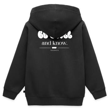 Be Still And Know Bubble Letters Psalm 46:10 - Kinder Premium Organic Zip Hoodie - Schwarz - Hinten - AI Model Kid Male (0cm)