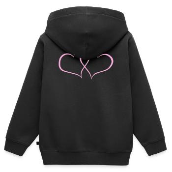 Lignes cardiaques entrelacées - Sweat Premium à capuche zippé enfant bio - noir - Dos - AI Model Kid Male (0cm)