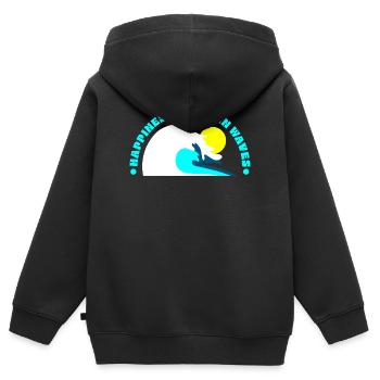 Lächeln Wellen und Sonnenstrahlen - Kinder Premium Organic Zip Hoodie - Schwarz - Hinten - AI Model Kid Male (0cm)