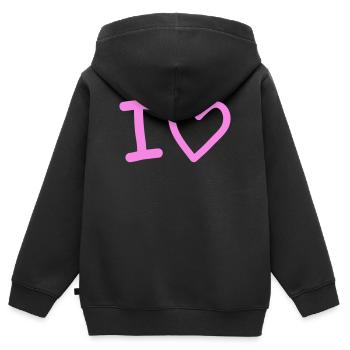 J’adore la silhouette du cœur - Sweat Premium à capuche zippé enfant bio - noir - Dos - AI Model Kid Male (0cm)