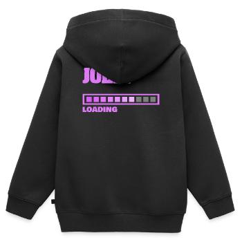 Jolie en naissance - Sweat Premium à capuche zippé enfant bio - noir - Dos - AI Model Kid Male (0cm)