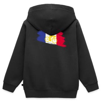 Drapeau français avec vélo – Conception cycliste - Sweat Premium à capuche zippé enfant bio - noir - Dos - AI Model Kid Male (0cm)