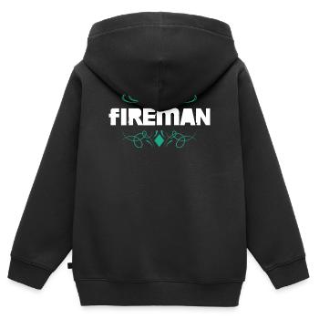 Feuerwehrmann Ornament - Kinder Premium Organic Zip Hoodie - Schwarz - Hinten - AI Model Kid Male (0cm)