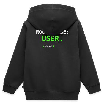 Root Cause USER Whoami IT Humor Nerd Geschenk - Kinder Premium Organic Zip Hoodie - Schwarz - Hinten - AI Model Kid Male (0cm)