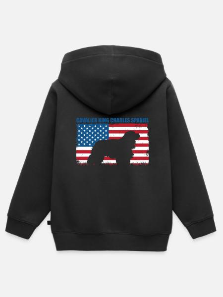 Cavalier King Charles Spaniel Geschenk - Kinder Premium Organic Zip Hoodie - Schwarz
