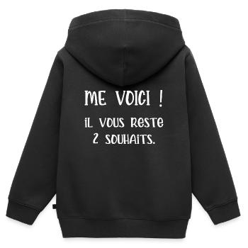 me voici il vous reste 2 souhaits - Sweat Premium à capuche zippé enfant bio - noir - Dos - AI Model Kid Male (0cm)