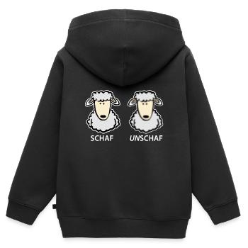 Schaf Unschaf - Kinder Premium Organic Zip Hoodie - Schwarz - Hinten - AI Model Kid Male (0cm)