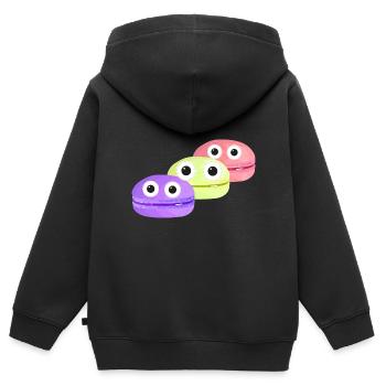 macarons,gebäck,kekse,comic - Kinder Premium Organic Zip Hoodie - Schwarz - Hinten - AI Model Kid Male (0cm)