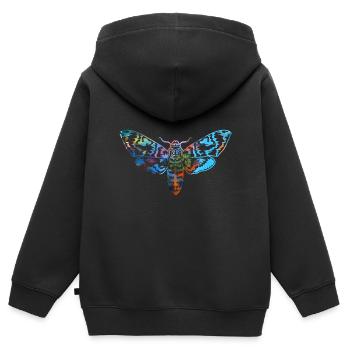 mothmoth,contour,gris,beige,mite,coloré - Sweat Premium à capuche zippé enfant bio - noir - Dos - AI Model Kid Male (0cm)