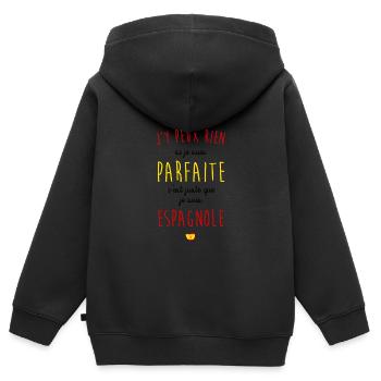 Je suis espagnole - Sweat Premium à capuche zippé enfant bio - noir - Dos - AI Model Kid Male (0cm)