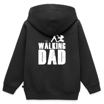 Le papa marche - Sweat Premium à capuche zippé enfant bio - noir - Dos - AI Model Kid Male (0cm)