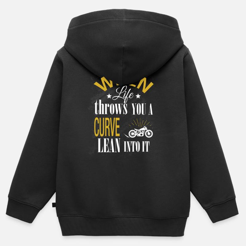 When life throws you a curve lean into it - Kids Premium Organic Zip-up Hoodie - black