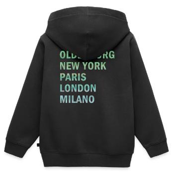 Metropole Oldenburg - Kinder Premium Organic Zip Hoodie - Schwarz - Hinten - AI Model Kid Male (0cm)