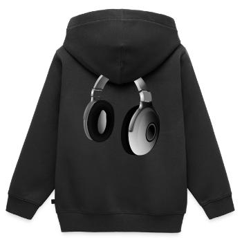Kopfhörer - Kinder Premium Organic Zip Hoodie - Schwarz - Hinten - AI Model Kid Male (0cm)