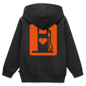 Love Gas de - Kinder Premium Organic Zip Hoodie - Schwarz - Hinten - AI Model Kid Male (0cm)