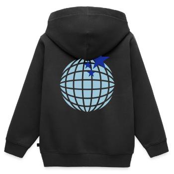 Boule disco / globe disco (2c) - Sweat Premium à capuche zippé enfant bio - noir - Dos - AI Model Kid Male (0cm)
