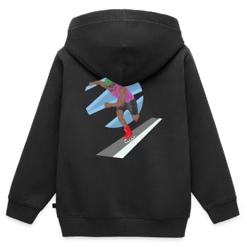 Patin à roues alignées Patinage à roulettes en ligne - Sweat Premium à capuche zippé enfant bio - noir - Dos - AI Model Kid Male (0cm)